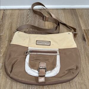 LANCASTER Beige and Brown Crossbody Bag with Buckle